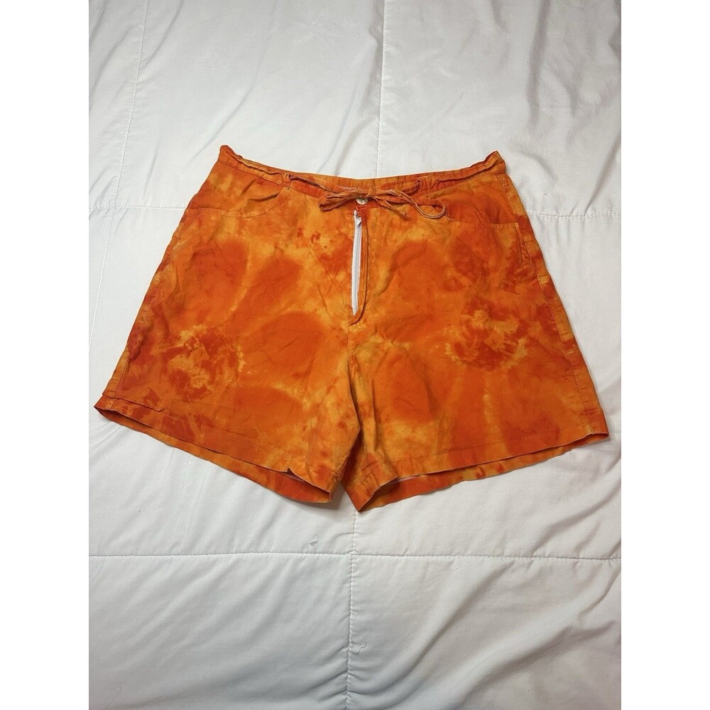 True VTG Handmade High Rise Orange Tie Dye Shorts 70s 80s Women XS/S 28” Hippie